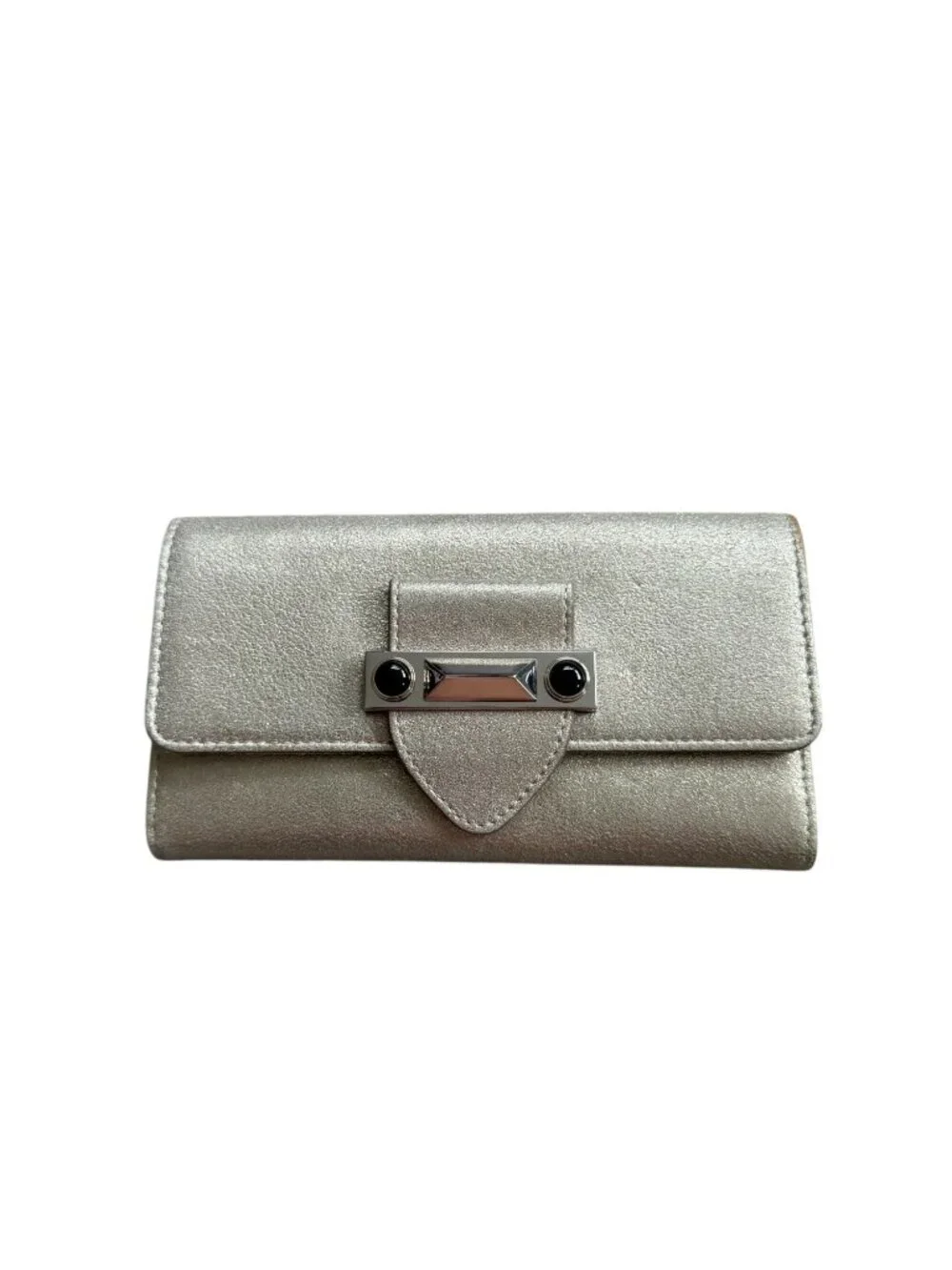VINCE CAMUTO Silver Metallic Clutch Snap Wallet